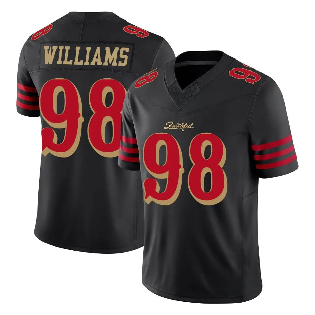 Tuec SF.49ers #98 Mykel Williams Player Black Limited Rivalries Collection Home Game Stitched Jerseys