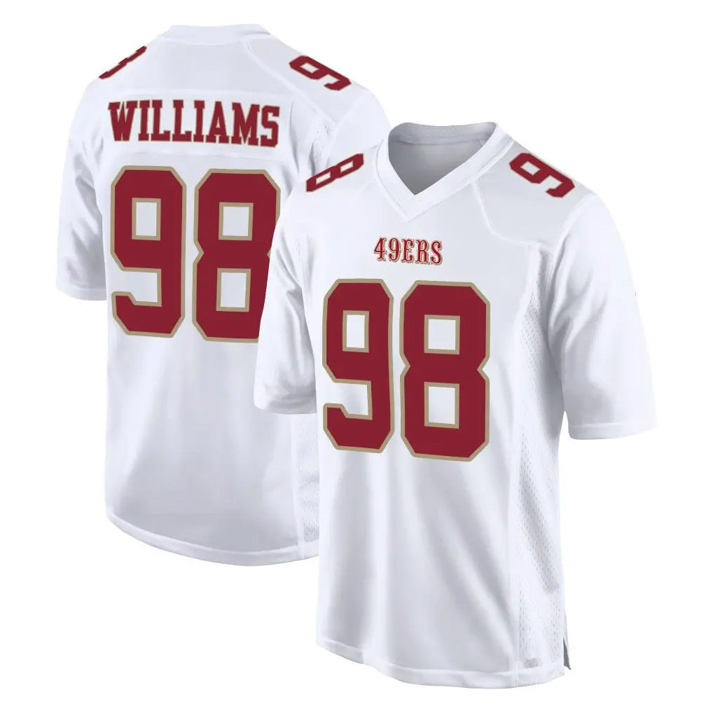 Tuec SF.49ers #98 Mykel Williams Player White Fashion Home Game Stitched Jerseys