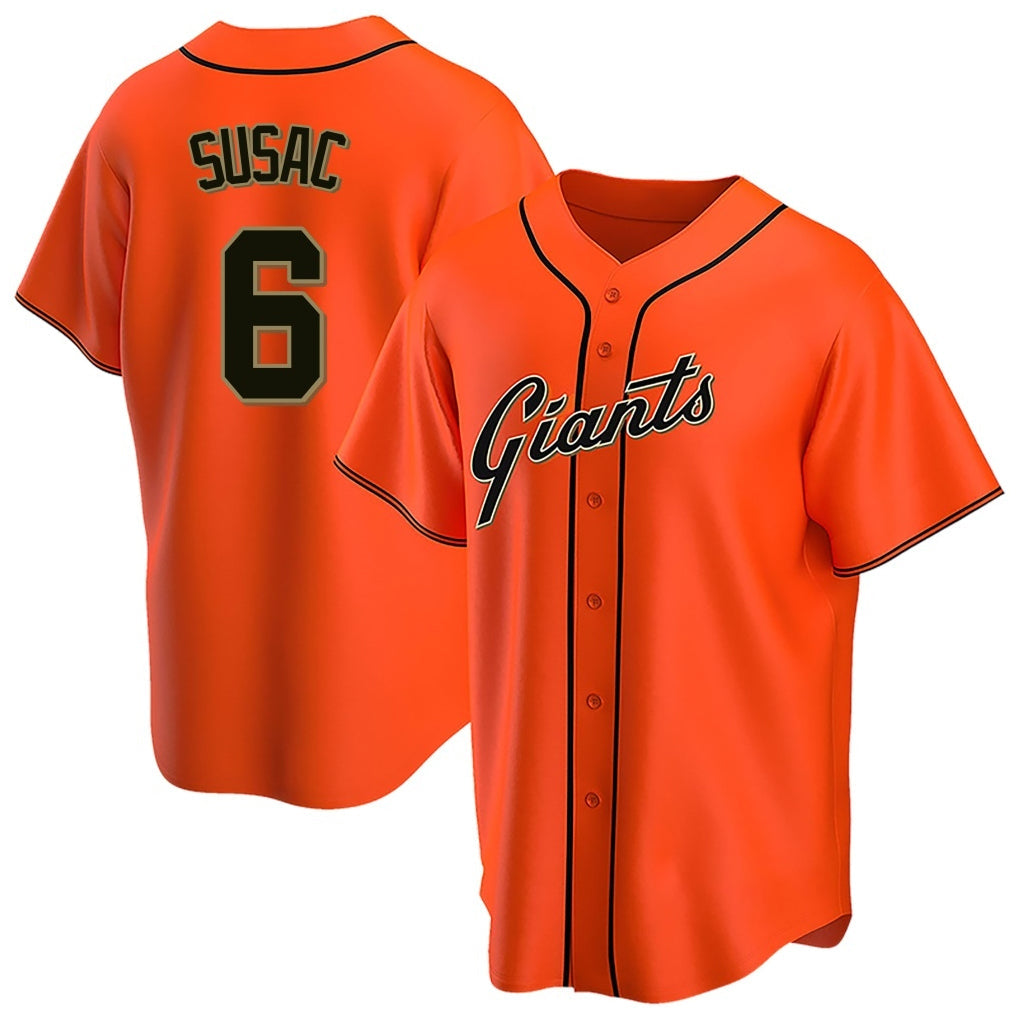 tuec SF.Giants #6 Daniel Susac Player Orange Home Game Stitched Jerseys