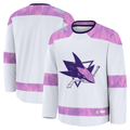 Tuec S.Jose Sharks White 2024 Hockey Fights Cancer Practice Jerseys