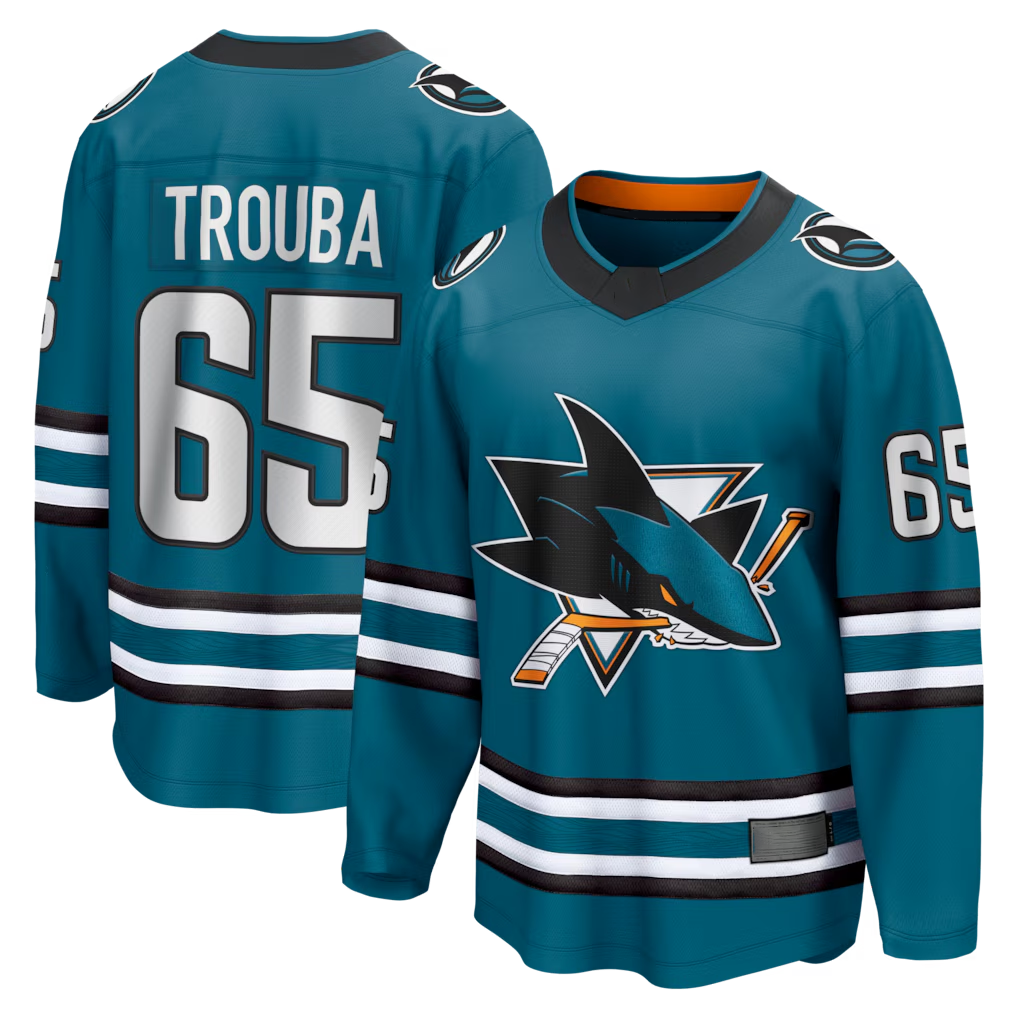 Tuec S.Jose Sharks #65 Jacob Trouba Teal Home Breakaway Jerseys