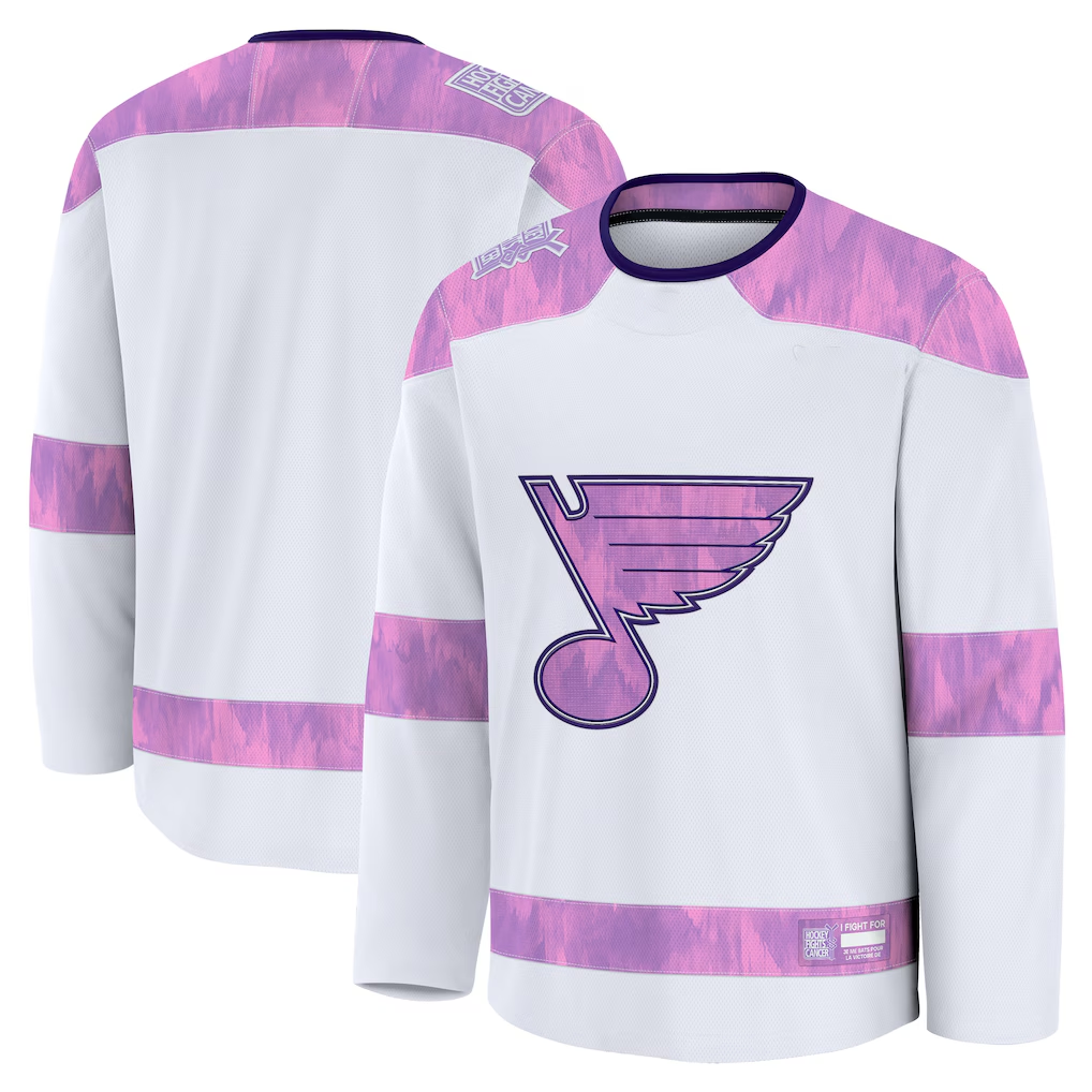 Tuec St.L.Blues White 2024 Hockey Fights Cancer Practice Jerseys