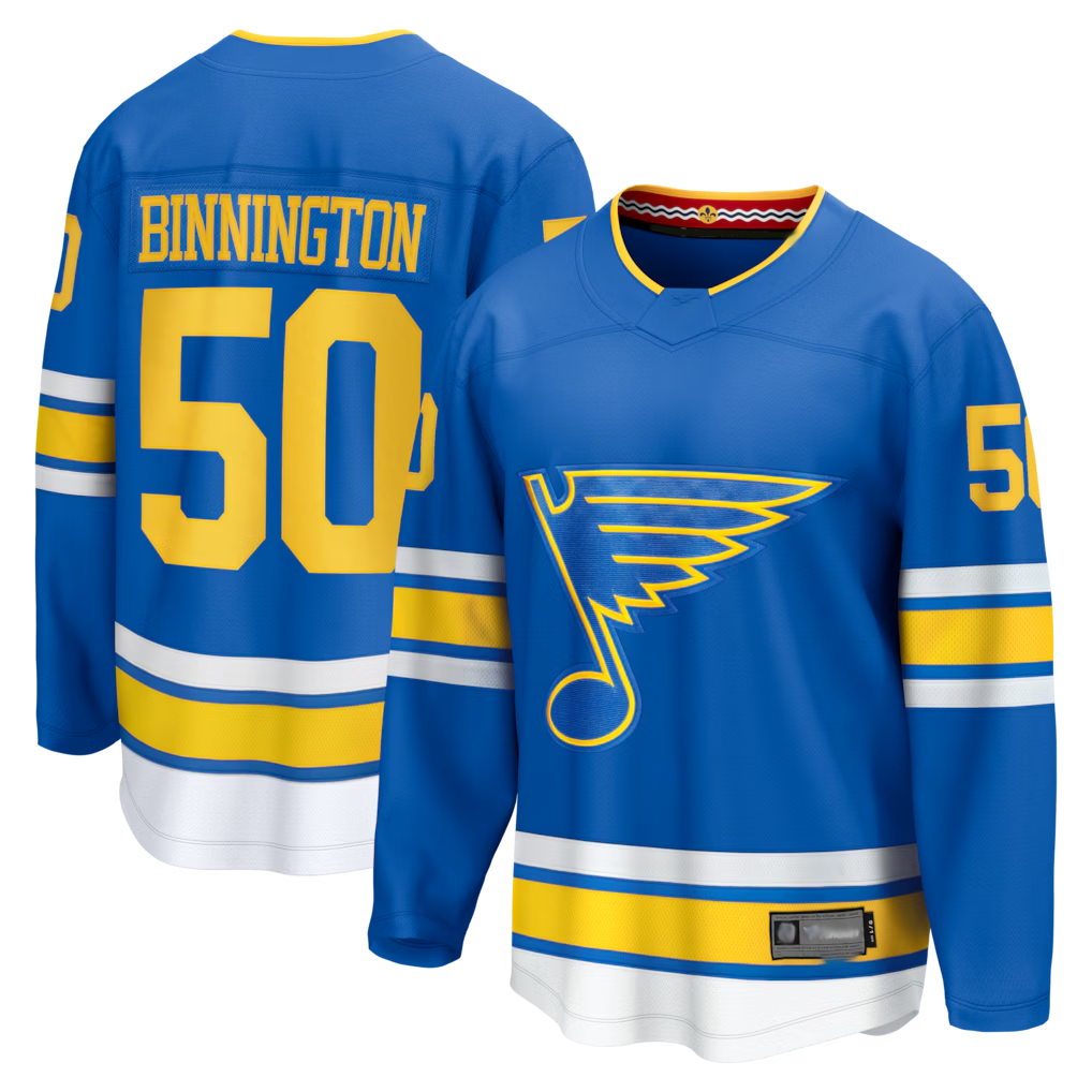 Tuec St.L.Blues #50 Jordan Binnington Blue Home Breakaway Jerseys