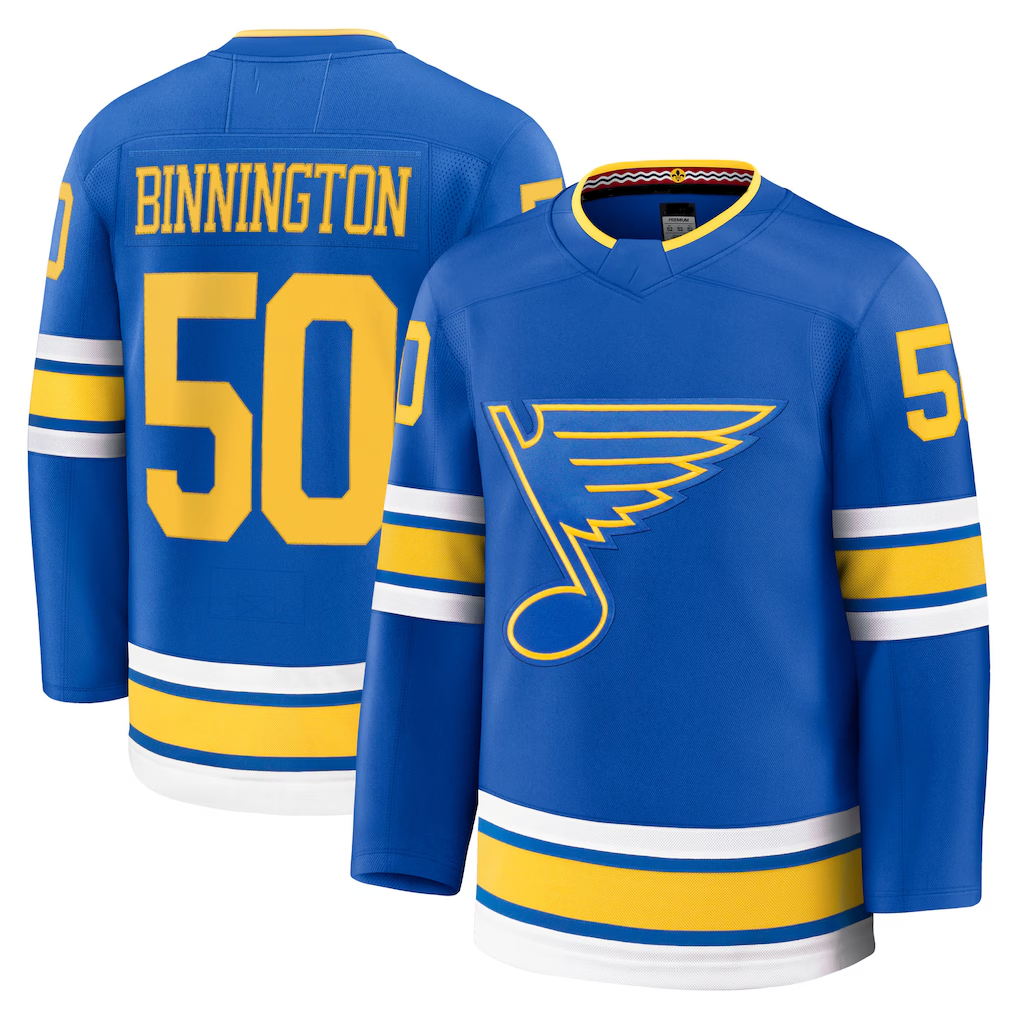 Tuec St.L.Blues #50 Jordan Binnington Blue Home Premium Player Jerseys