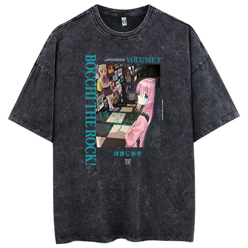 Cheap T-Shirt Jerseys Printed Bocchi Club Music Band Anime Bocchi The Rock Short Sleeved Round Neck Y2k Tshirt Men New in Top & Tees Mens