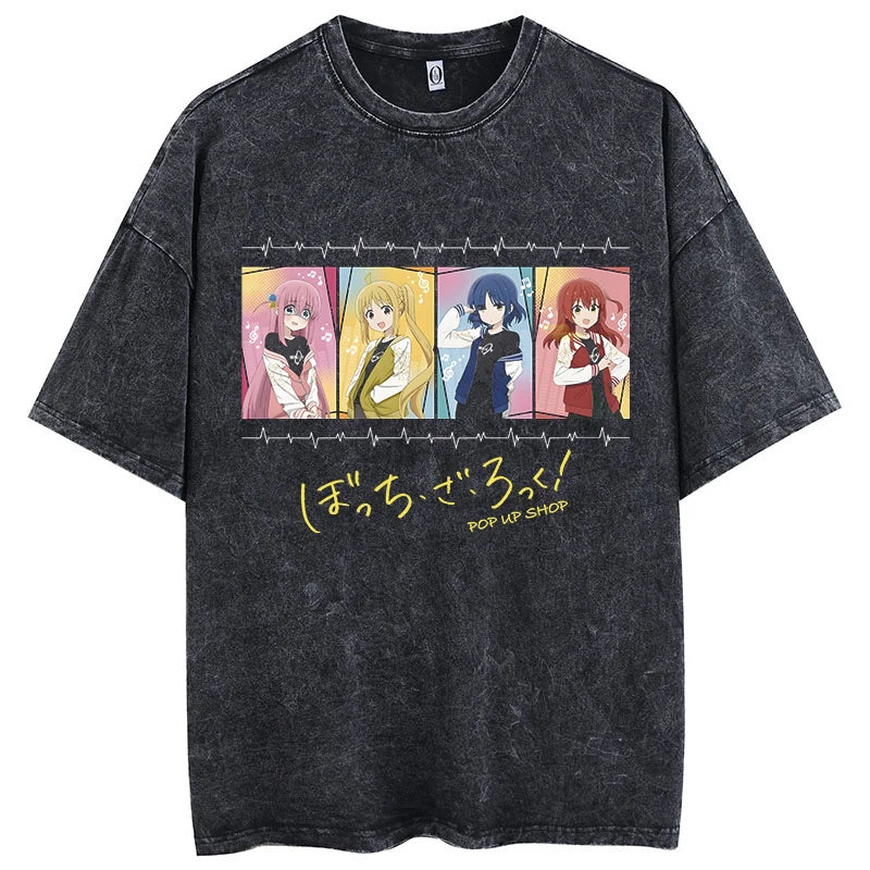 Cheap T-Shirt Jerseys Printed Bocchi Club Music Band Anime Bocchi The Rock Short Sleeved Round Neck Y2k Tshirt Men New in Top & Tees Mens