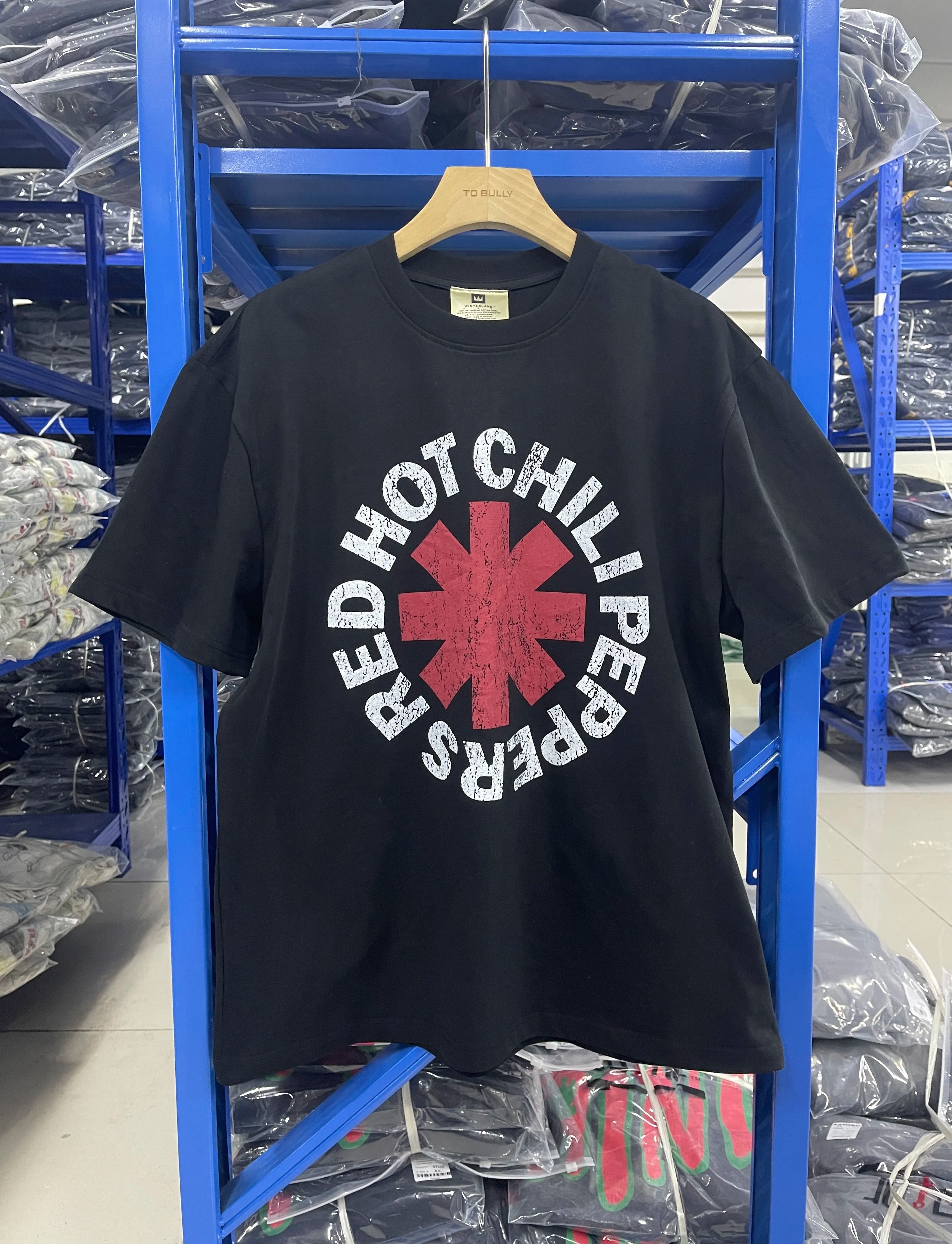 Cheap T-shirt Jerseys 25SS High quality Vintage Rock Red Chili Printed Band Short Sleeve Heavy Washed Cotton Loose Casual Oversize Street Pop T-shirt