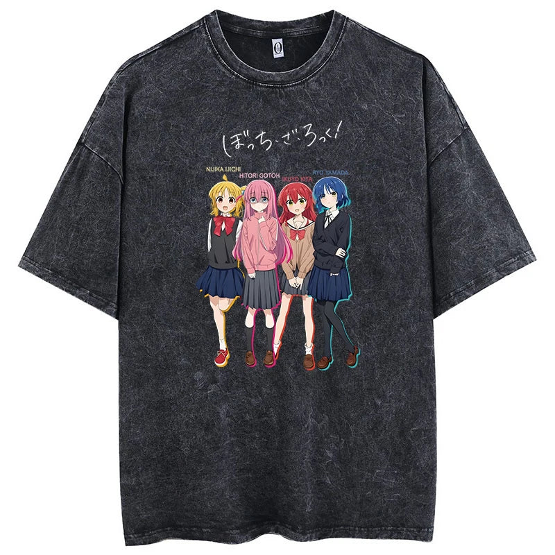 Cheap T-Shirt Jerseys Printed Bocchi Club Music Band Anime Bocchi The Rock Short Sleeved Round Neck Y2k Tshirt Men New in Top & Tees Mens