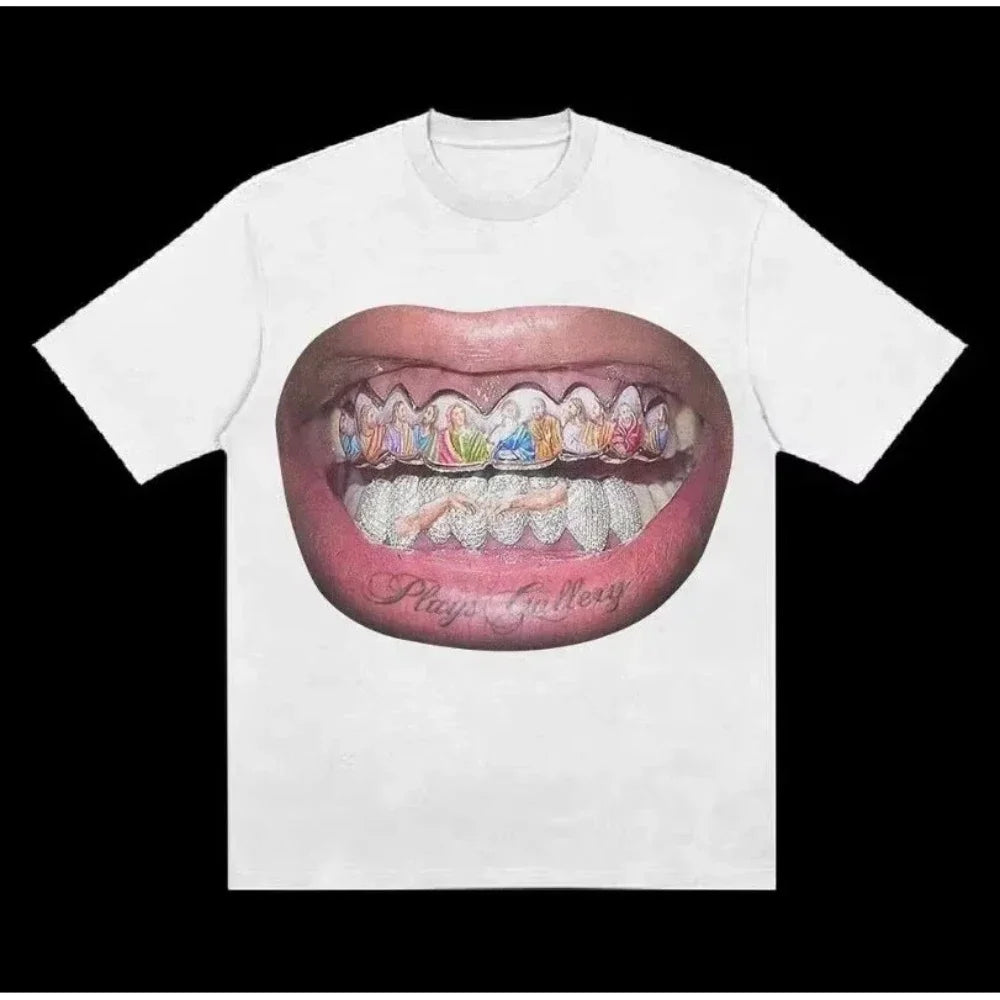 Cheap T-shirt Jerseys 2000s Vintage Casual Girl Print Y2k Women's Tshirts Short Sleeve O-Neck Streetwear Harajuku Gothic Tee Crop Top Men Kid Clothes