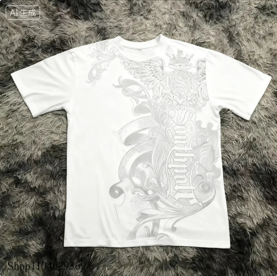 Cheap T-shirt Jerseys Classic Y2K Gothic Style T-shirt Print Oversized High Street Shirts Gothic Round Neck Cotton Tops New Mens Women T Shirt