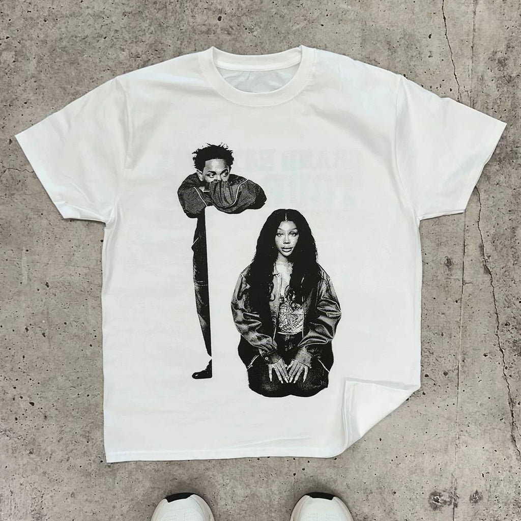 Cheap T-shirt Jerseys 2000s Vintage Casual Girl Print Y2k Women's Tshirts Short Sleeve O-Neck Streetwear Harajuku Gothic Tee Crop Top Men Kid Clothes