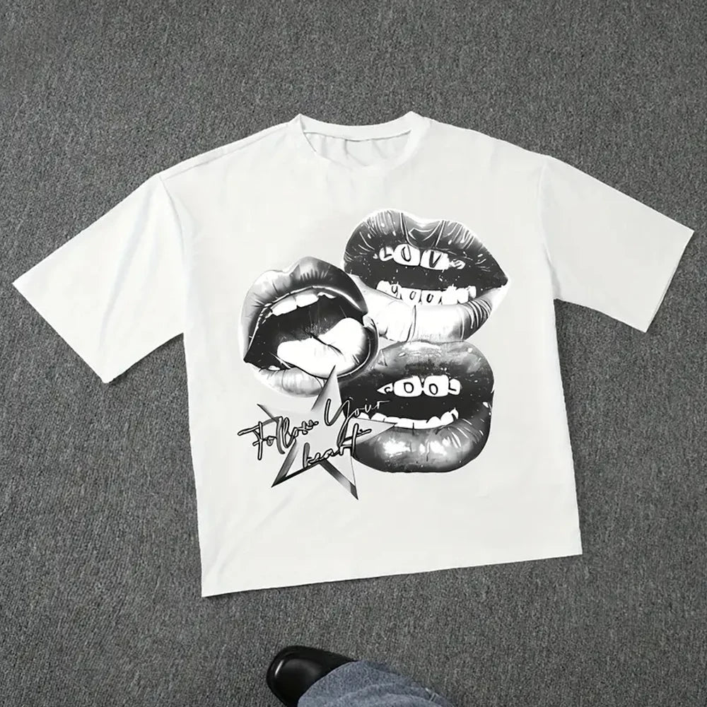 Cheap T-shirt Jerseys Harajuku Letter Graphic T Shirts Y2k Tops High Street Oversized T Shirt Pro Choice Streetwear Vintage Tee Clothing