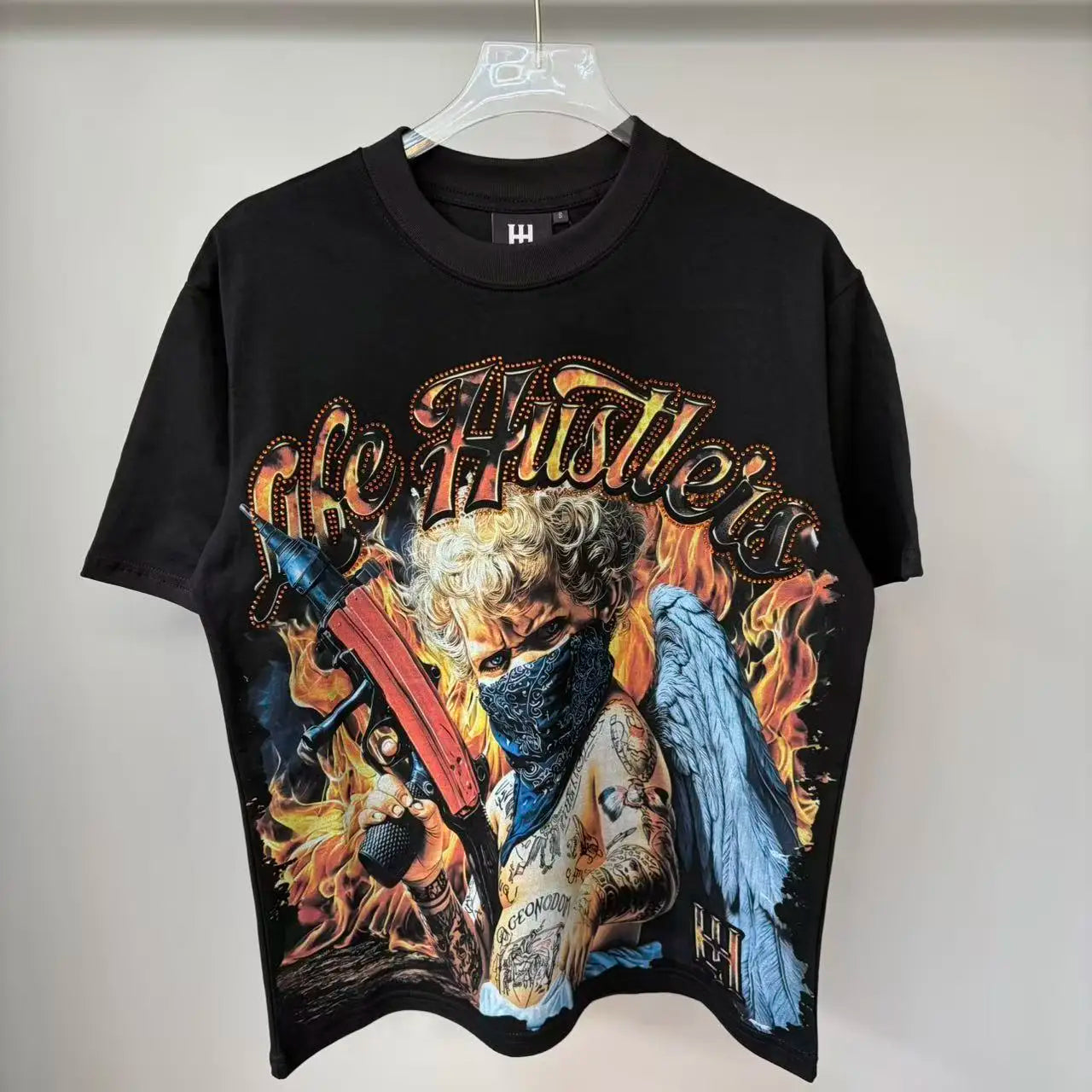 Cheap T-shirt Jerseys New fashion brand LIFE HUSTLERS Y2K hot stamping hole Men Women T-shirt Streetwear 100% Cotton Loose Round Neck Top Tees