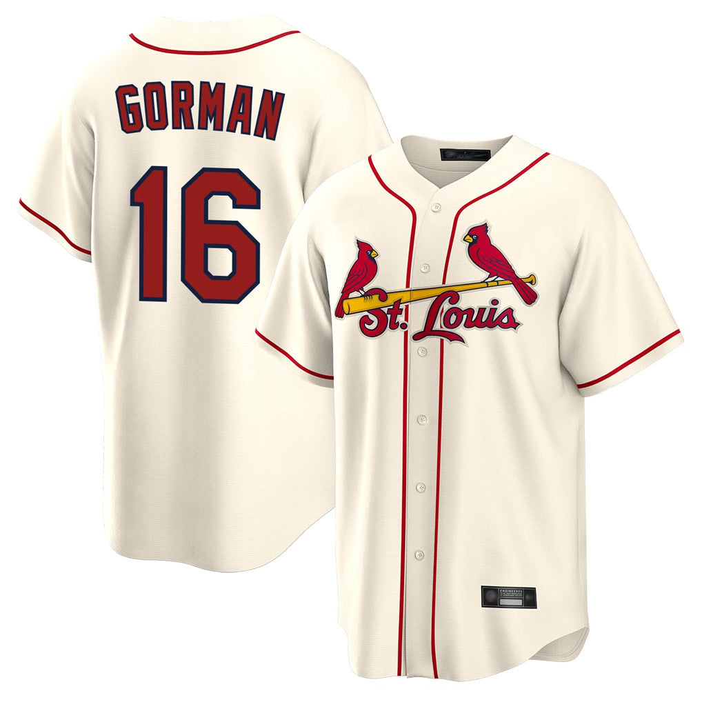 tuec St. Louis Cardinals #16 Nolan Gorman Player Cream Home Game Stitched Jerseys