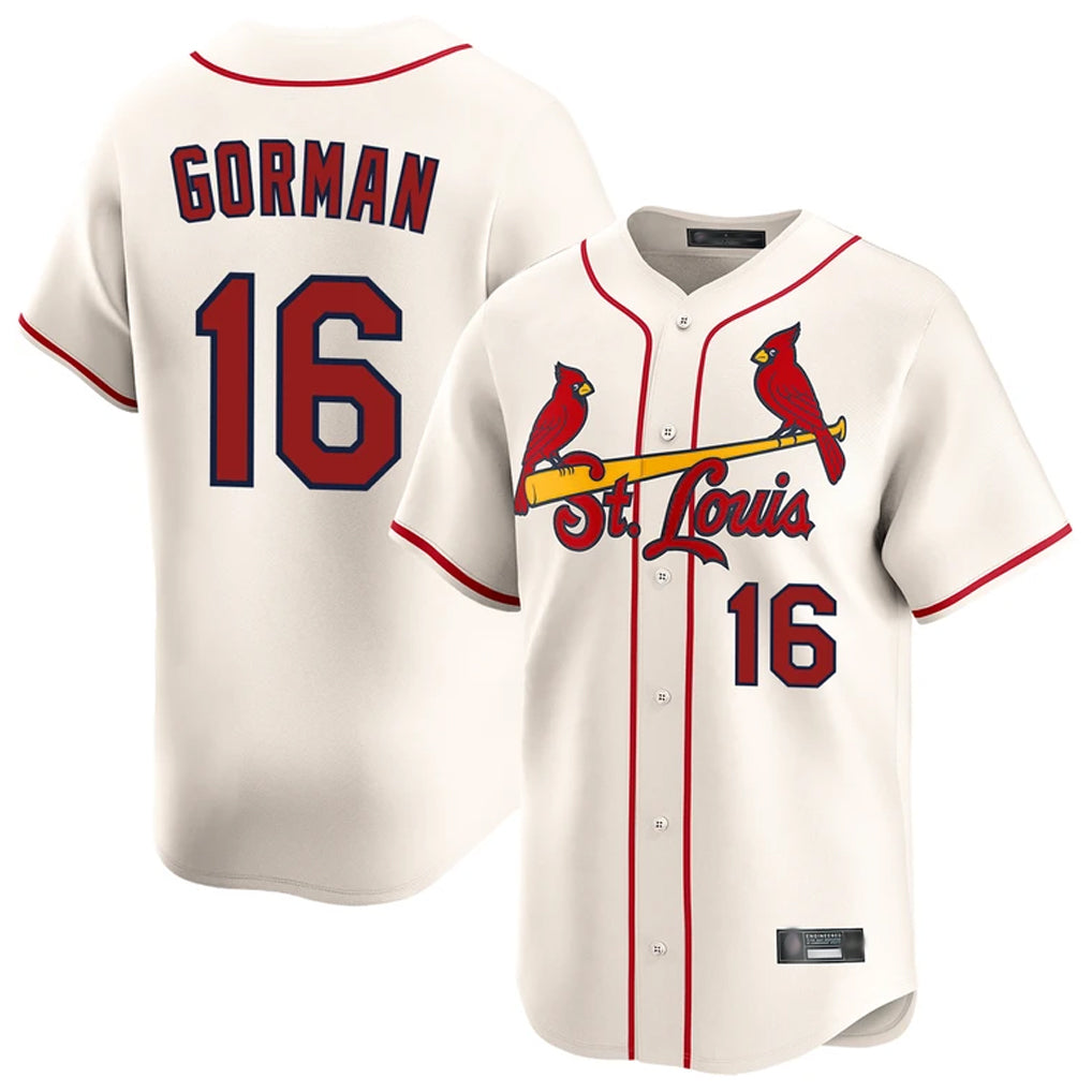tuec St. Louis Cardinals #16 Nolan Gorman Player Cream Home Limited Stitched Jerseys