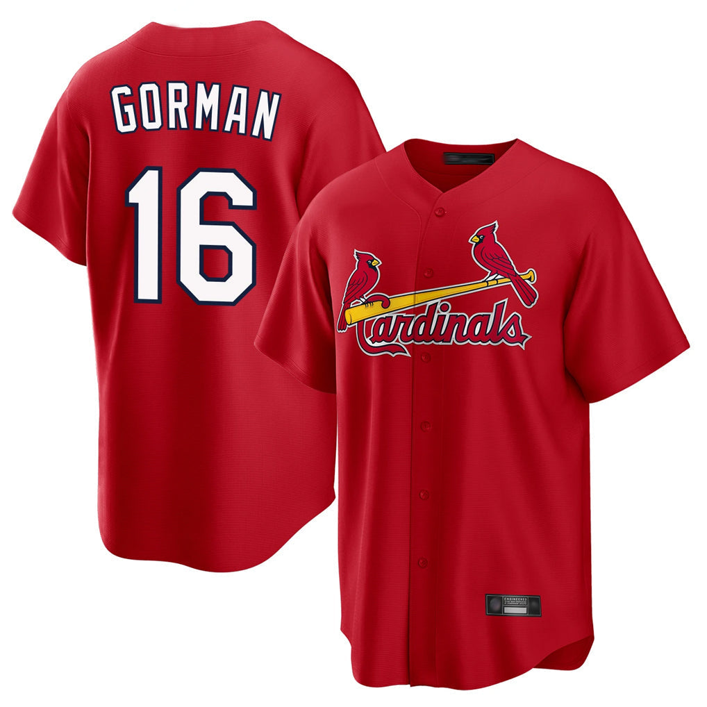 tuec St. Louis Cardinals #16 Nolan Gorman Player Red Home Game Stitched Jerseys