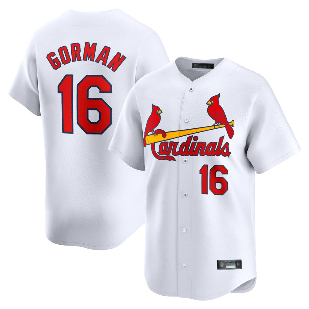 tuec St. Louis Cardinals #16 Nolan Gorman Player White Home Limited Stitched Jerseys