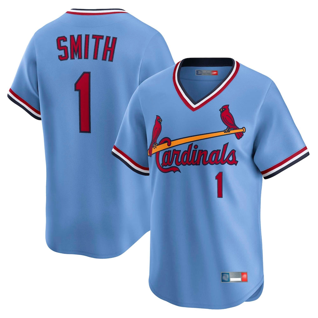 tuec St. Louis Cardinals #1 Ozzie Smith Player Light Blue Throwback Cooperstown Collection Limited Stitched Jerseys