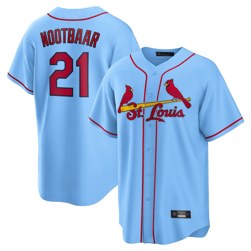 tuec St. Louis Cardinals #21 Lars Nootbaar Player Light Blue Home Game Stitched Jerseys