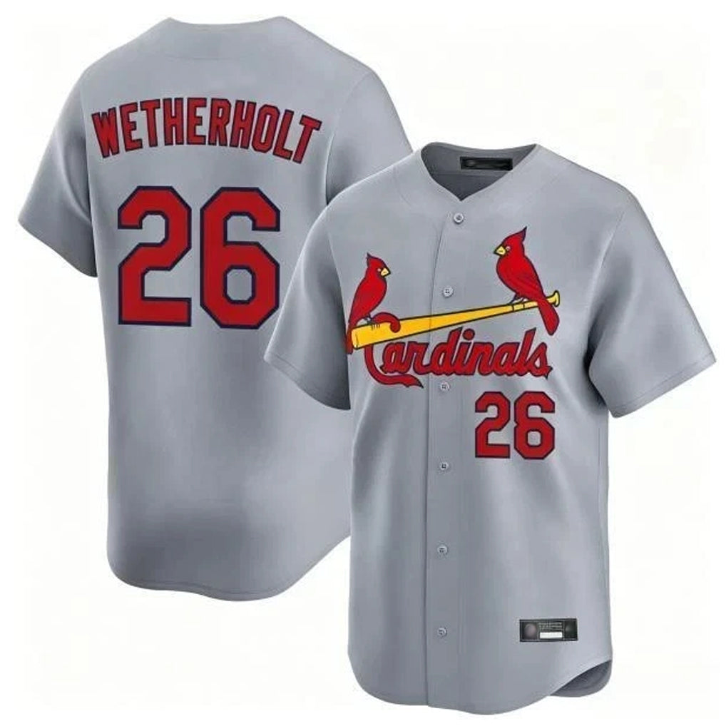 tuec St. Louis Cardinals #26 JJ Wetherholt Player Gray Home Limited Stitched Jerseys