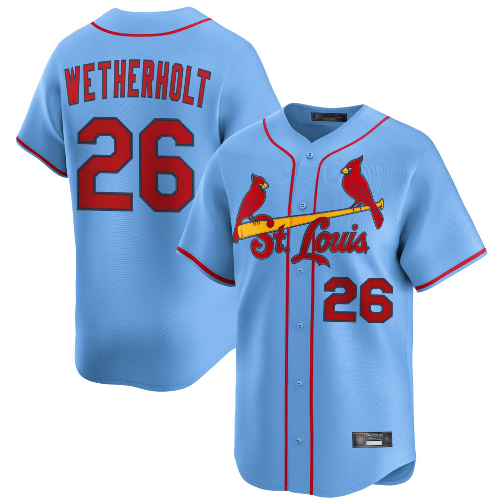 tuec St. Louis Cardinals #26 JJ Wetherholt Player Light Blue Home Limited Stitched Jerseys
