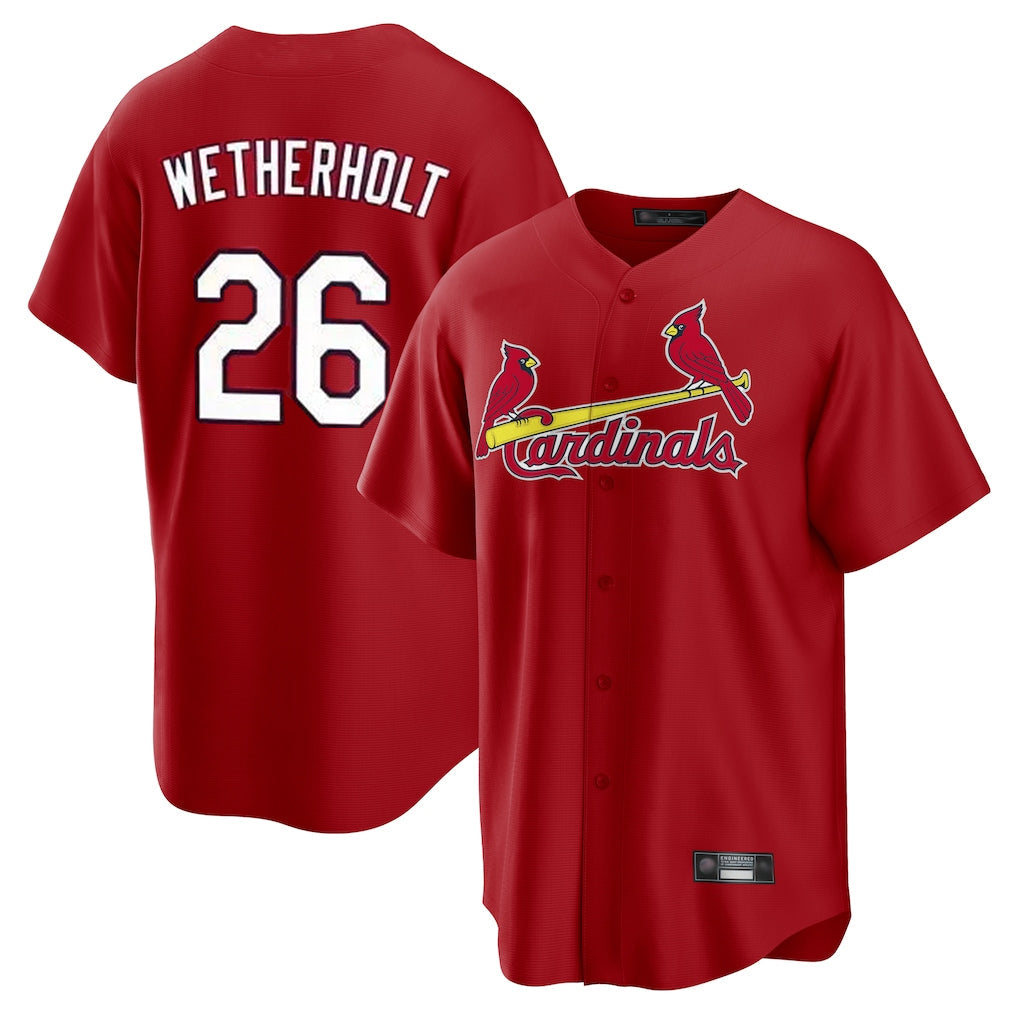 tuec St. Louis Cardinals #26 JJ Wetherholt Player Red Home Game Stitched Jerseys