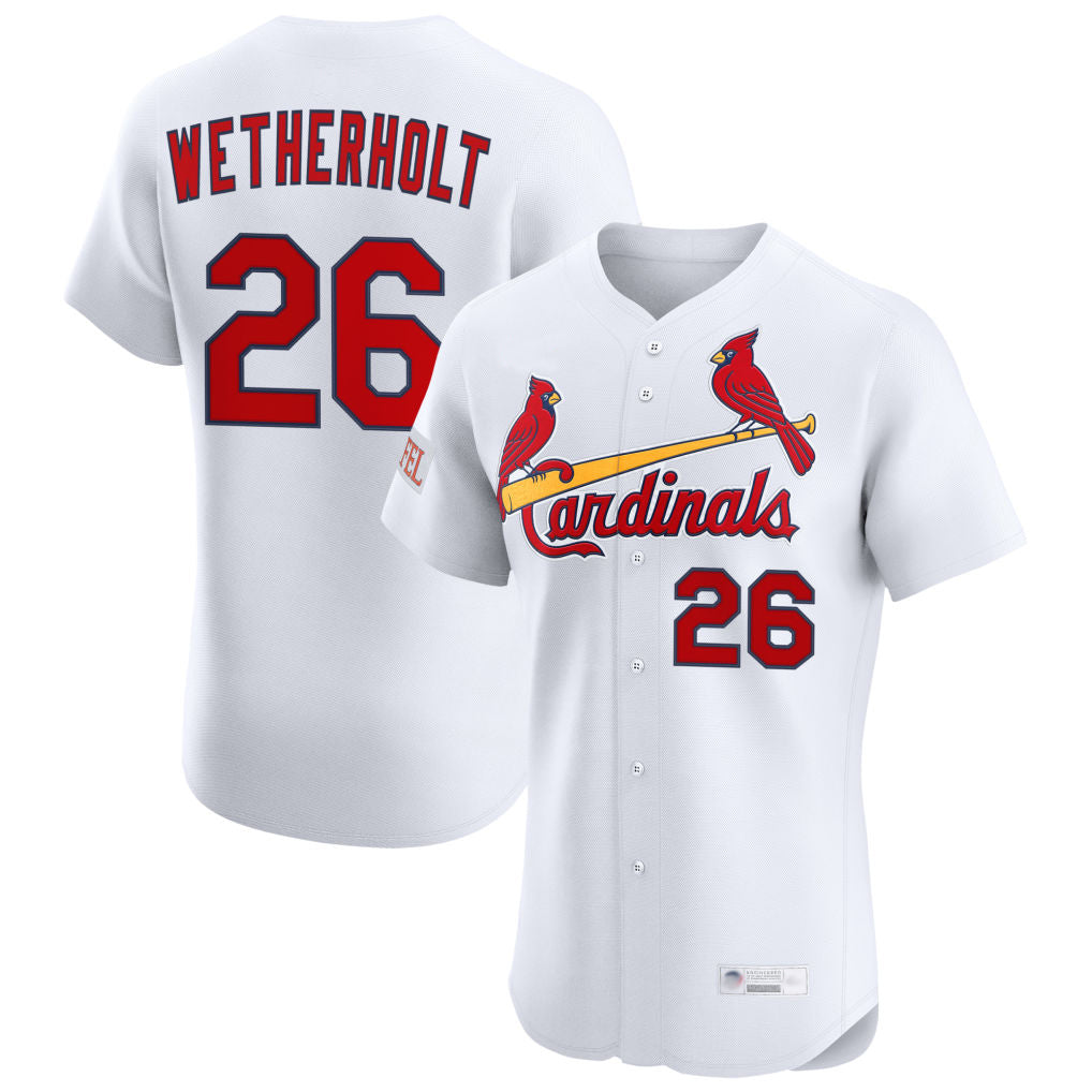 tuec St. Louis Cardinals #26 JJ Wetherholt Player White Home Limited Elite Stitched Jerseys