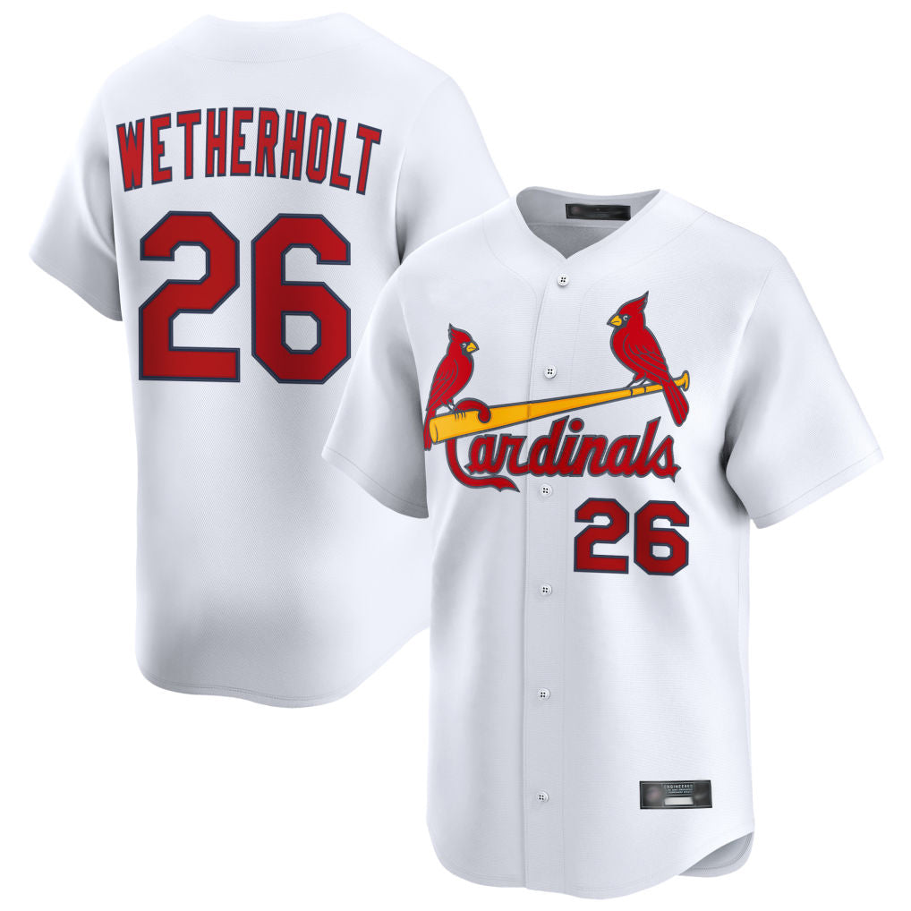 tuec St. Louis Cardinals #26 JJ Wetherholt Player White Home Limited Stitched Jerseys