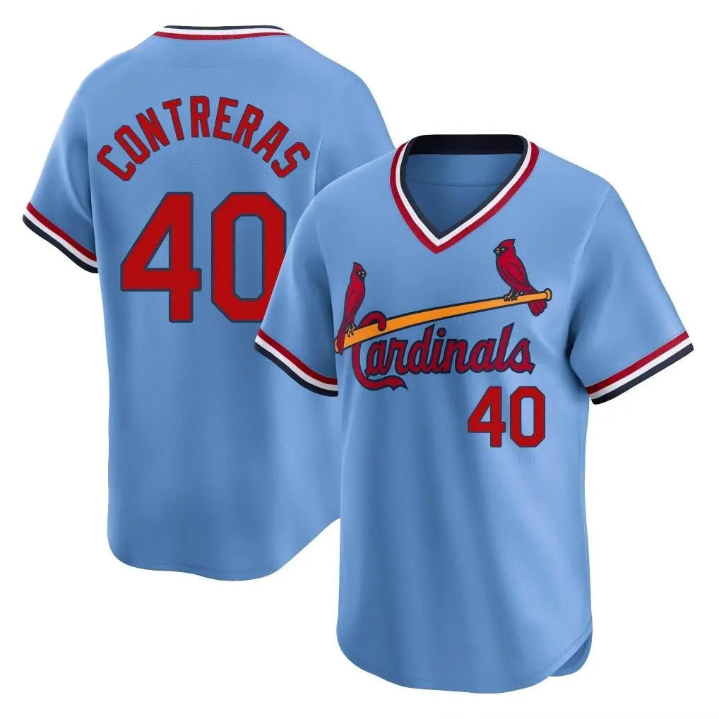 tuec St. Louis Cardinals #40 Willson Contreras Player Light Blue Throwback Cooperstown Collection Limited Stitched Jerseys