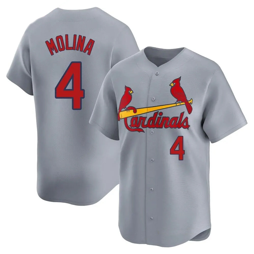 tuec St. Louis Cardinals #4 Yadier Molina Player Gray Home Limited Stitched Jerseys