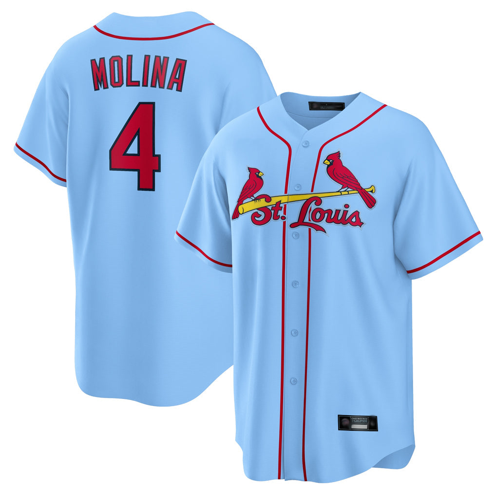 tuec St. Louis Cardinals #4 Yadier Molina Player Light Blue Home Game Stitched Jerseys