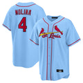 tuec St. Louis Cardinals #4 Yadier Molina Player Light Blue Home Game Stitched Jerseys