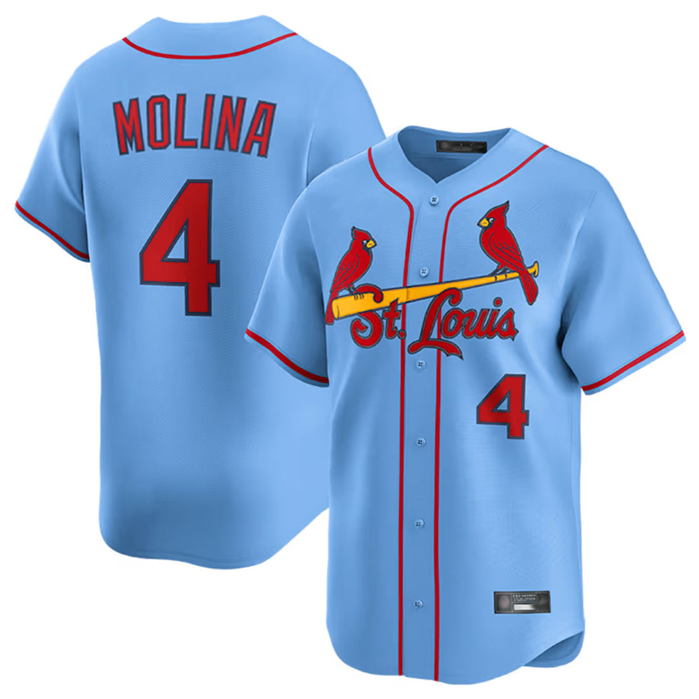 tuec St. Louis Cardinals #4 Yadier Molina Player Light Blue Home Limited Stitched Jerseys
