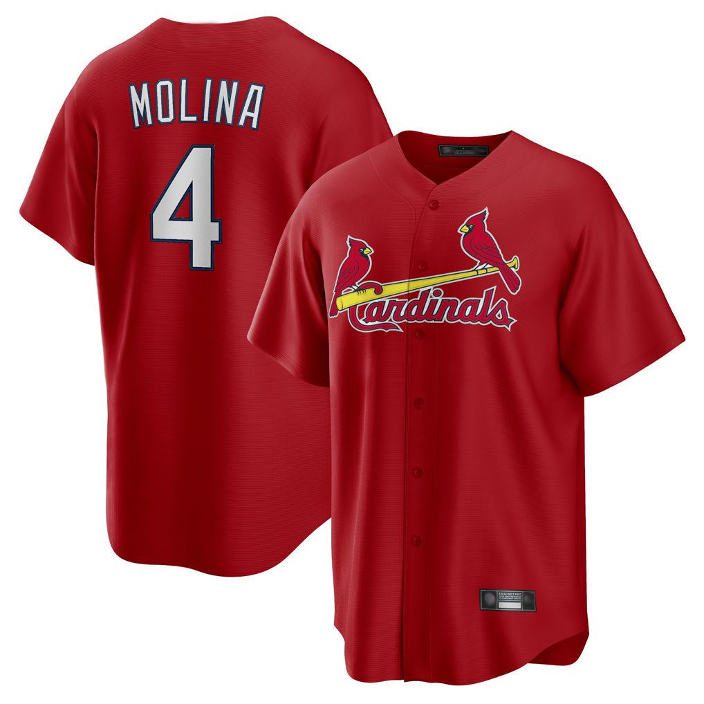 tuec St. Louis Cardinals #4 Yadier Molina Player Red Home Game Stitched Jerseys