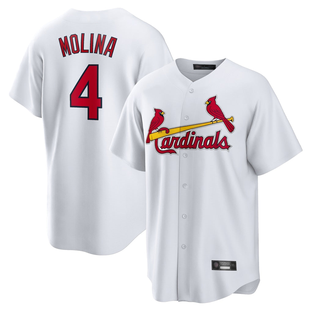tuec St. Louis Cardinals #4 Yadier Molina Player White Home Game Stitched Jerseys
