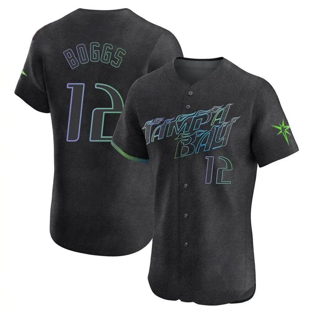 tuec T.Bay Rays #12 Wade Boggs Player Black City Connect Home Limited Elite Stitched Jerseys