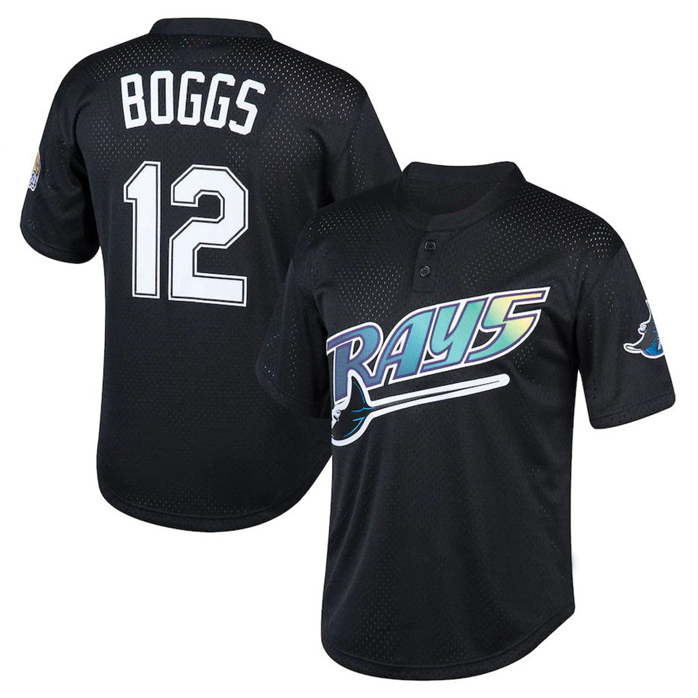 tuec T.Bay Rays #12 Wade Boggs Player Black Mitchell & Ness Cooperstown Collection Mesh Batting Practice Stitched Jerseys