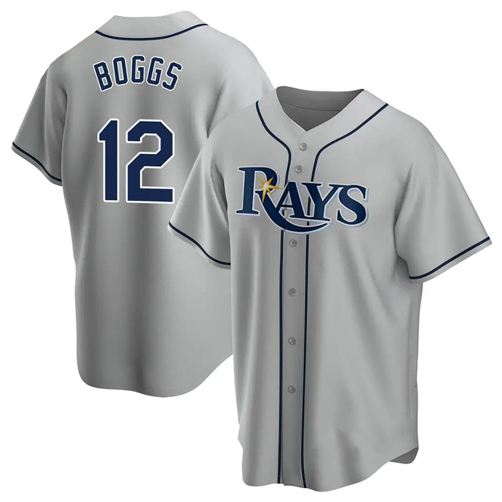 tuec T.Bay Rays #12 Wade Boggs Player Gray Home Game Stitched Jerseys