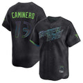 tuec T.Bay Rays #13 Junior Caminero Player Black City Connect Home Limited Stitched Jerseys