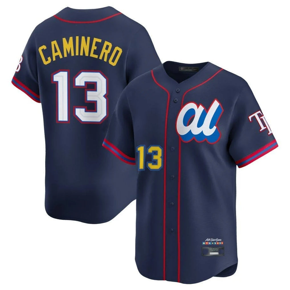 tuec T.Bay Rays #13 Junior Caminero Player Navy All-star Limited Stitched Jersey