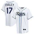 tuec T.Bay Rays #17 Jake Fraley Player White Home Game Stitched Jerseys