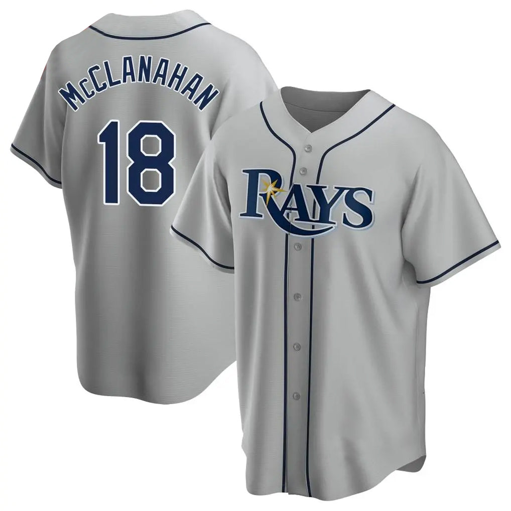 tuec T.Bay Rays #18 Shane McClanahan Player Gray Home Game Stitched Jerseys