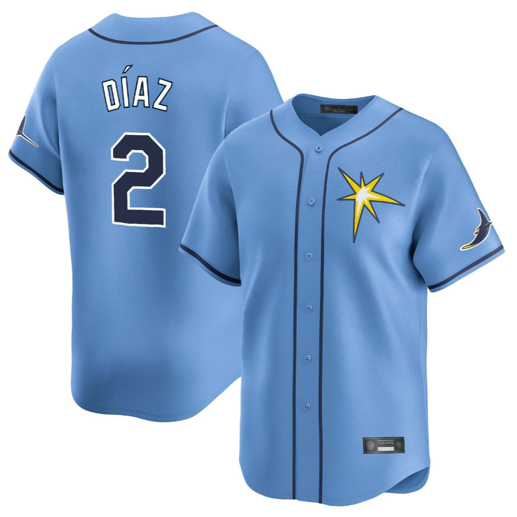 tuec T.Bay Rays #2 Yandy Diaz Player Light Blue Home Limited Stitched Jerseys