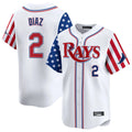 tuec T.Bay Rays #2 Yandy Diaz Player White 2025 Independence Day Vapor Premier Limited Stitched Jerseys