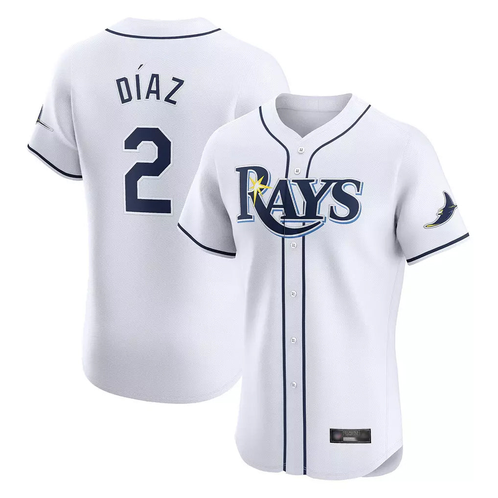 tuec T.Bay Rays #2 Yandy Diaz Player White Home Limited Elite Stitched Jerseys