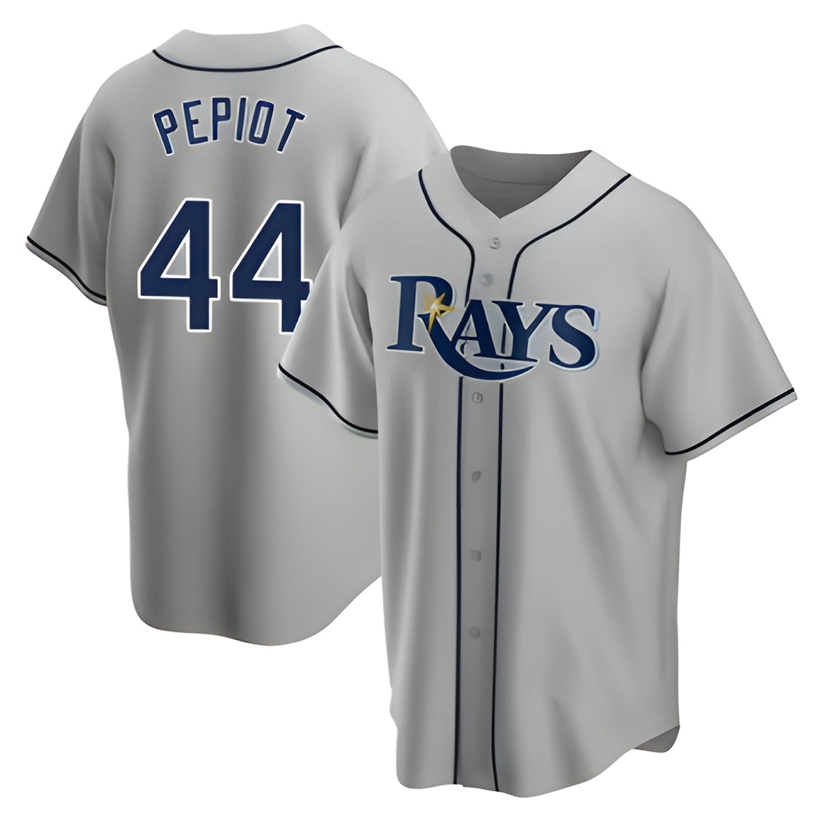 tuec T.Bay Rays #44 Ryan Pepiot Player Gray Home Game Stitched Jerseys