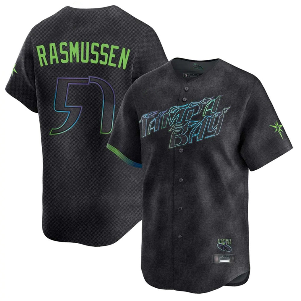 tuec T.Bay Rays #57 Drew Rasmussen Player Black City Connect Home Limited Stitched Jerseys