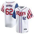 tuec T.Bay Rays #62 Jonathan Aranda Player White 2025 Independence Day Vapor Premier Limited Stitched Jerseys