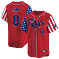 tuec T.Bay Rays #8 Brandon Lowe Player Red 2025 Independence Day Vapor Premier Limited Stitched Jerseys