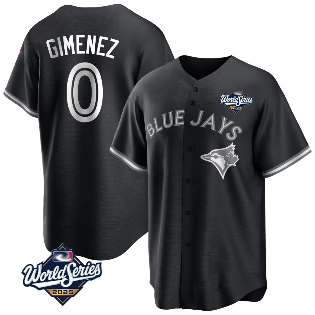 tuec T.Blue Jays #0 Andres Gimenez Player Black 2025 World Series Game Stitched Jerseys